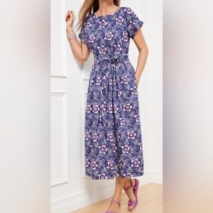 Talbots Poplin Fit n Flare Dress Lexington Floral